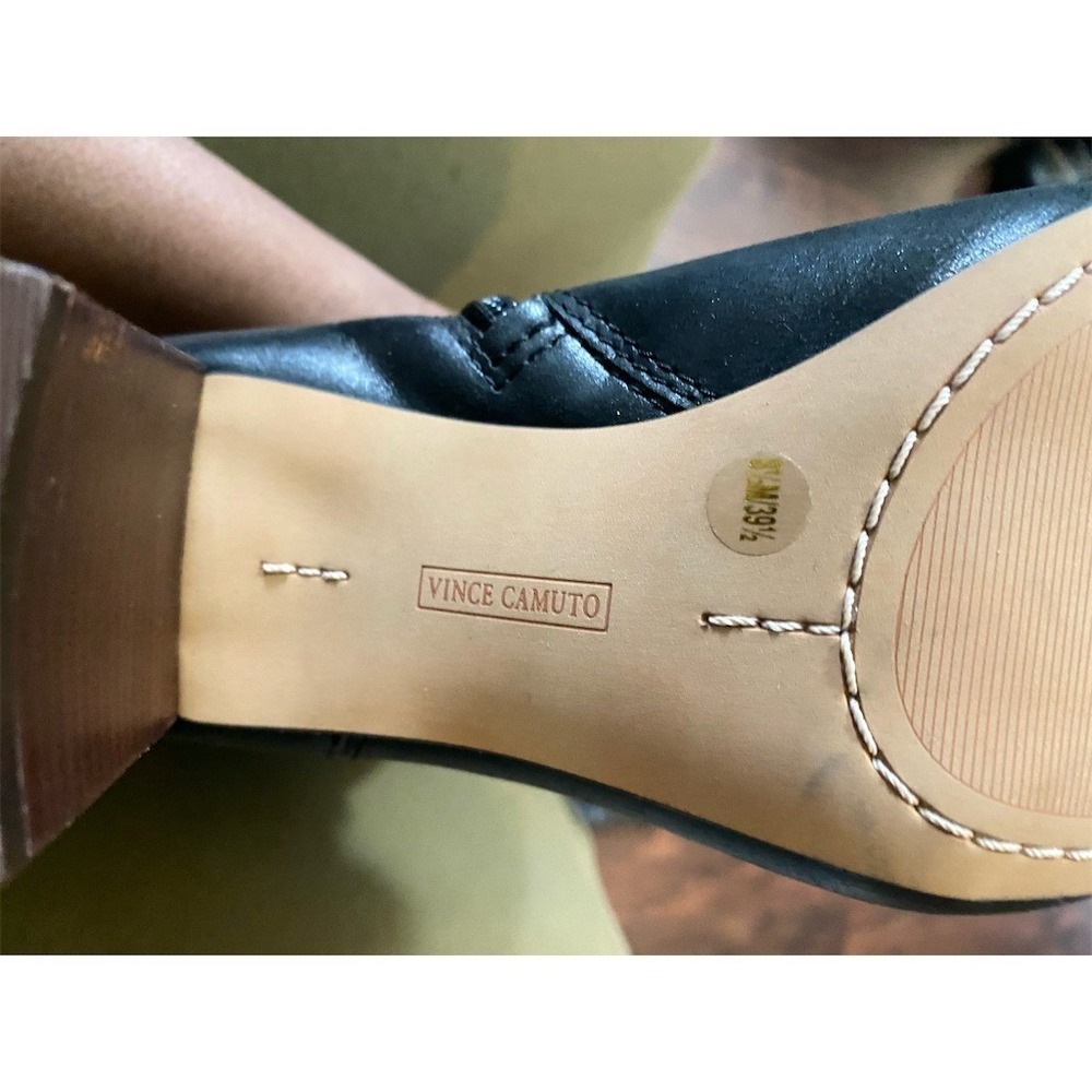 Vince Camuto Tall Boots Womens 8.5 Black Pointed Toe Block Heel Zip - Picture 3 of 5